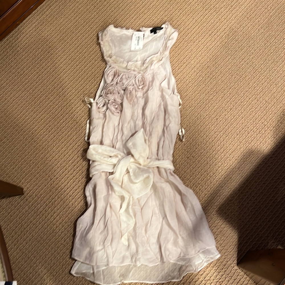 Love posh cream colored flowy teen size S chiffon type dress with roses.